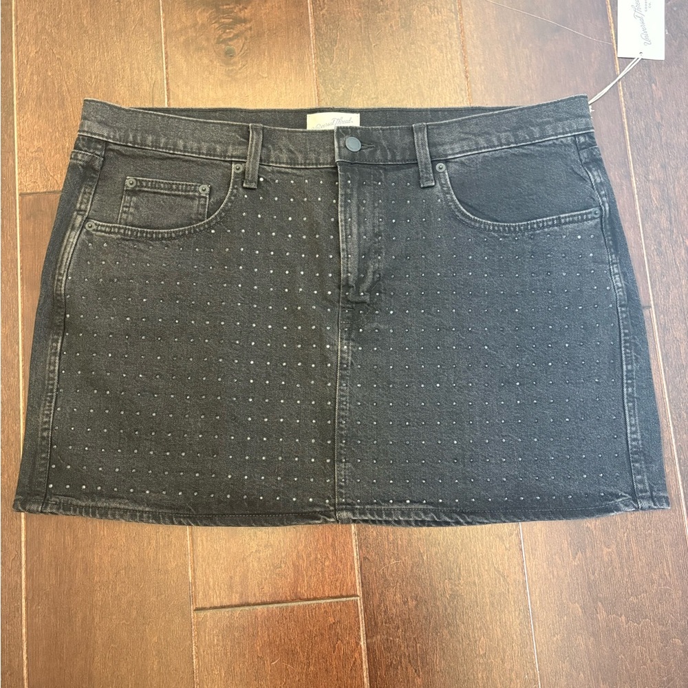 Universal Thread Black Studded denim Mini Skirt NWT